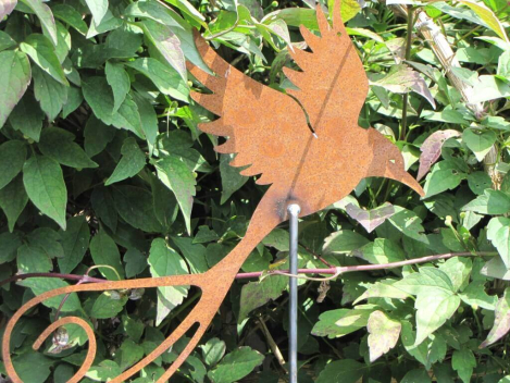 Preview: Edelrost Gartenstecker Paradiesvogel, klein