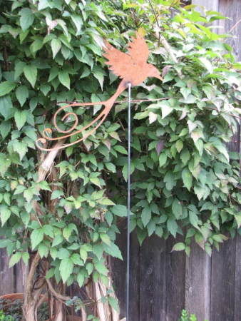 Preview: Edelrost Gartenstecker Paradiesvogel, klein