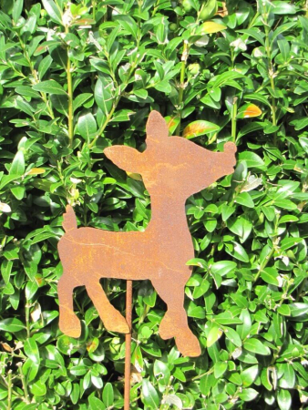 Preview: Edelrost Gartenstecker Rentier Rudolf