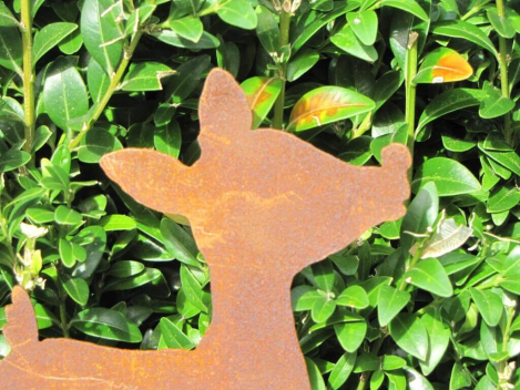 Preview: Edelrost Gartenstecker Rentier Rudolf