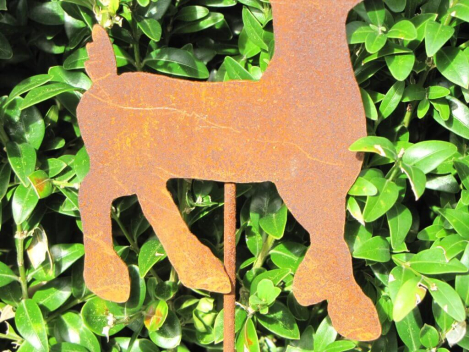 Preview: Edelrost Gartenstecker Rentier Rudolf