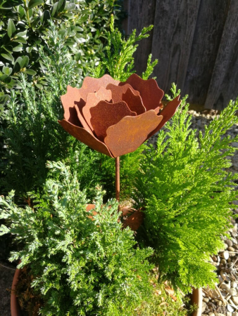 Preview: Edelrost Rose klein, zum Stecken