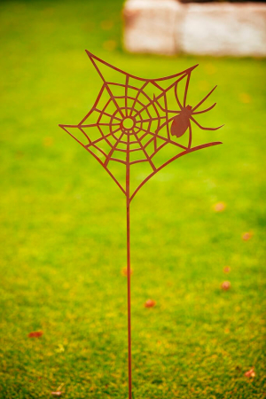 Edelrost Gartenstecker Spinnennetz