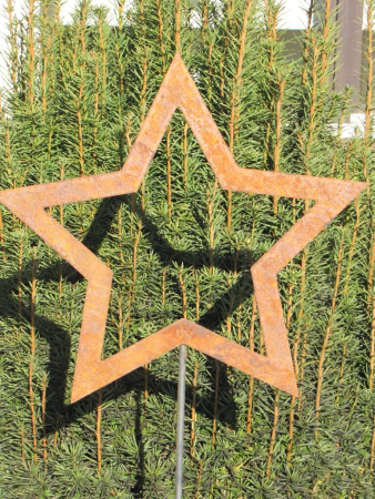 Preview: Edelrost Gartenstecker Stern offen 150 x 40 cm