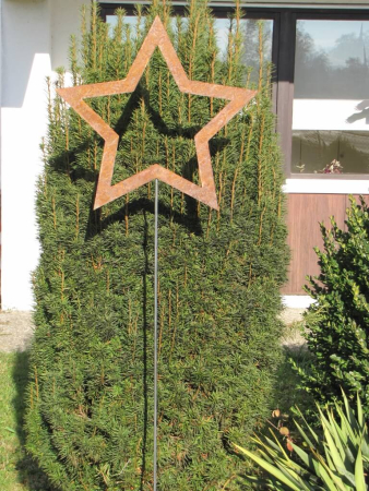 Edelrost Gartenstecker Stern offen 180 x 50 cm