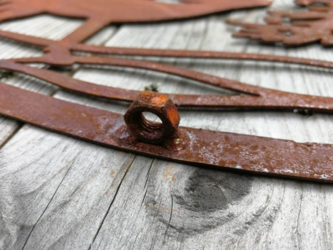 Edelrost Gartenstecker Wandbild Winterlandschaft Mädchen mit Hund