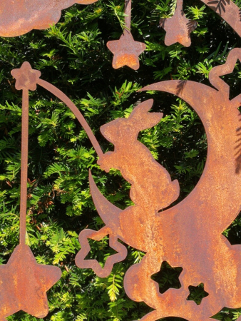 Edelrost Gartenstecker träumender Hase
