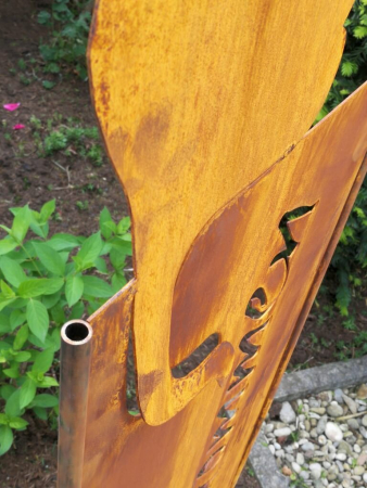 Edelrost Stele "Katze sitzend" - Willkommen