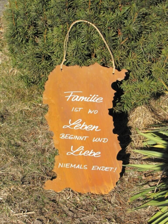 Edelrost Spruchschild Familie - Liebe