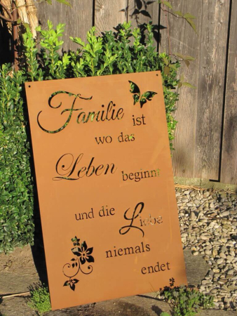 Edelrost Gedichttafel Familie-Leben-Liebe