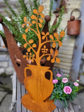 Preview: Edelrost Pflanzamphore mit Sukkulente