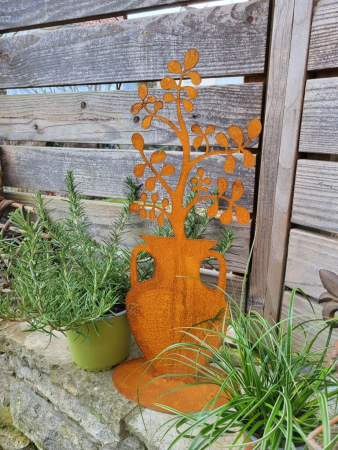 Preview: Edelrost Pflanzamphore mit Sukkulente