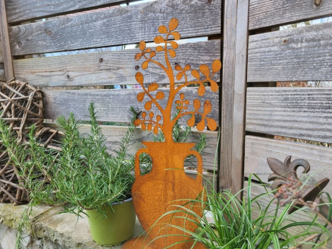 Preview: Edelrost Pflanzamphore mit Sukkulente