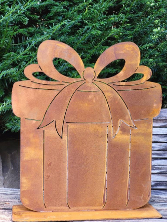 Preview: Edelrost Geschenk, Schleife offen