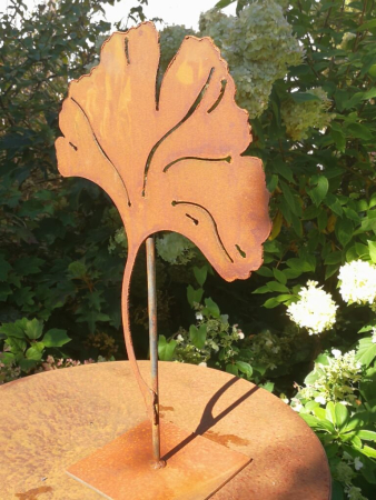 Preview: Edelrost Ginkgoblatt zum Stellen