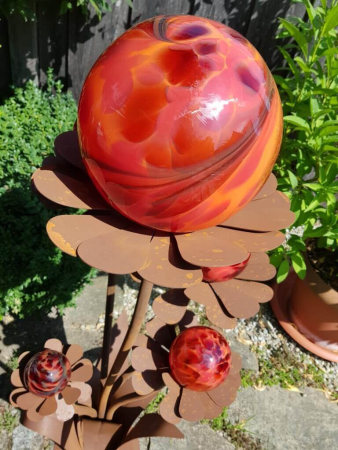 Preview: Edelrost Glasblume Blumenzauber, 120cm rot