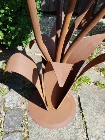 Preview: Edelrost Glasblume Blumenzauber, 120cm rot