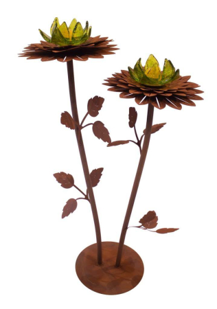 Edelrost Glasblume Dalie 2 Blüten