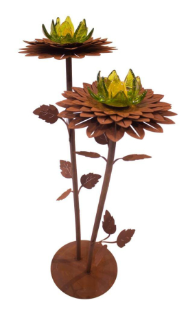 Preview: Edelrost Glasblume Dalie 2 Blüten