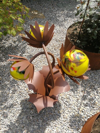 Edelrost Glasblume Distel, gelb