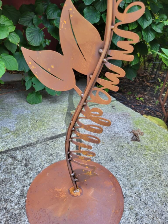 Edelrost Gartenblume Willkommen, grün-orange