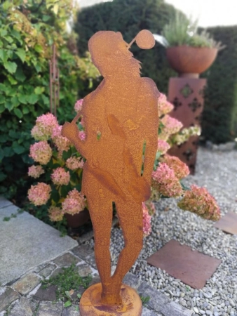 Edelrost Dekofigur Golferin, stehend
