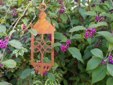 Edelrost Hänger Laterne, Ornament mittig
