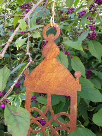 Edelrost Hänger Laterne, Ornament mittig