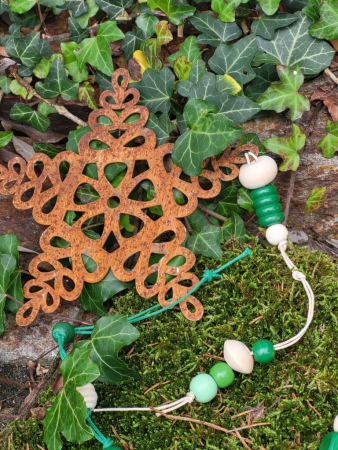 Weihnachtshänger Stern Xaver, Holzdeko grün