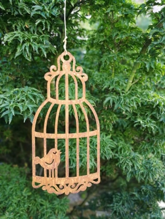 Edelrost Hänger Vogelkäfig, mit 1 Vogel