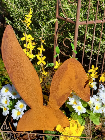 Edelrost Hasenohren zum Stecken 26 cm