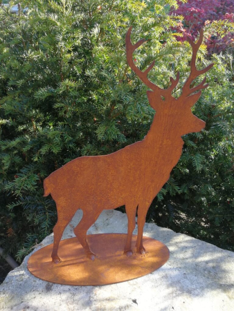 Gartenstecker Hirschkopf aus Metall Rost Silhouette Elch Hirsch 117 cm 