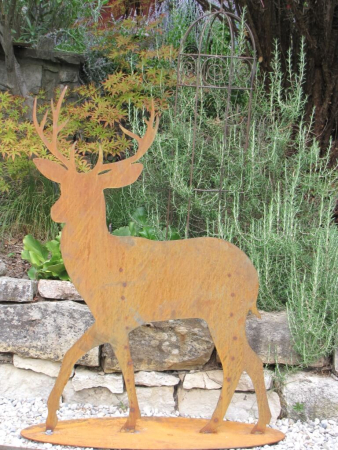 Preview: Edelrost Hirsch laufend auf Platte