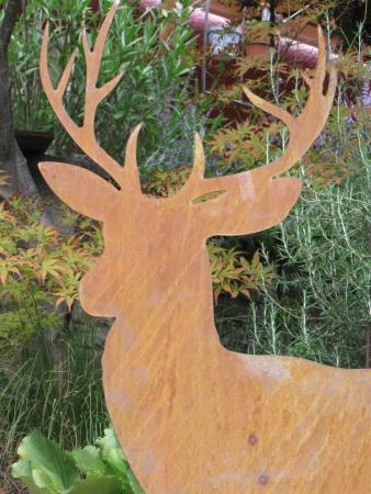 Preview: Edelrost Hirsch laufend auf Platte