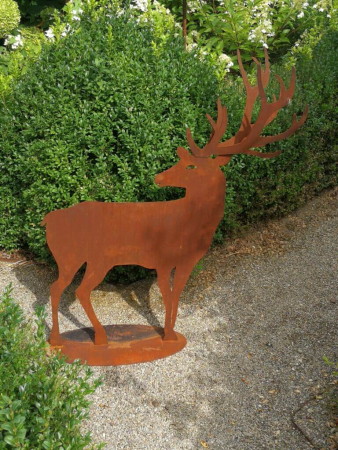 Edelrost Hirsch mit Doppelgeweih