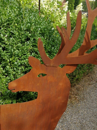 Preview: Edelrost Hirsch mit Doppelgeweih