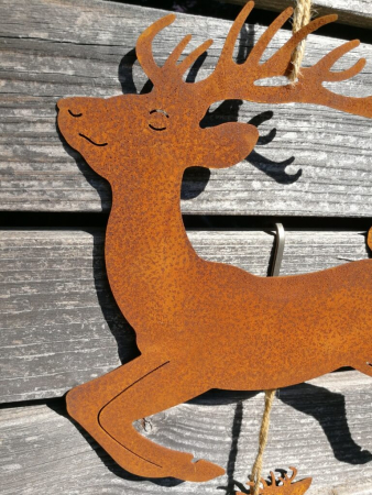 Edelrost Hirsch zum Hängen, 3er-Set
