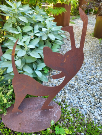 Preview: Edelrost Hund Fipsi auf Platte