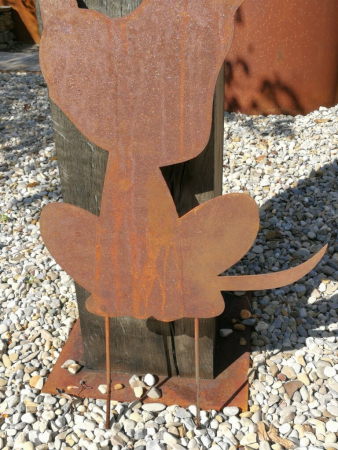 Preview: Edelrost Hund Lumpi zum Stecken