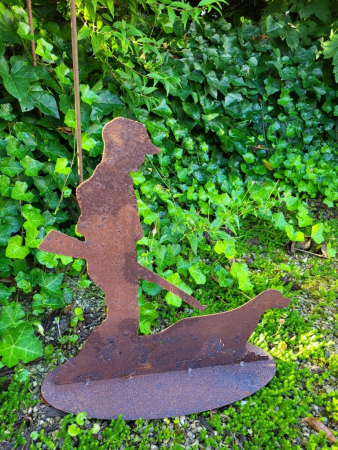 Preview: Edelrost Jäger mit Hund