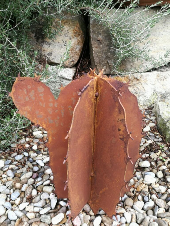 Edelrost hoher 3D Kaktus mit Spieß