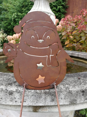 Preview: Edelrost Kantenhocker Pinguin