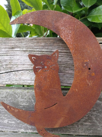 Edelrost Katze im Mond zum Schrauben