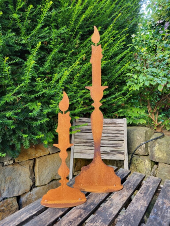 Preview: Edelrost Kerzenleuchter mit Spitzkerze