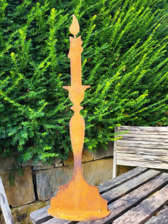 Preview: Edelrost Kerzenleuchter mit Spitzkerze