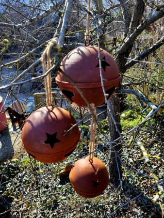Edelrost Weihnachtsklingel mit Sternen