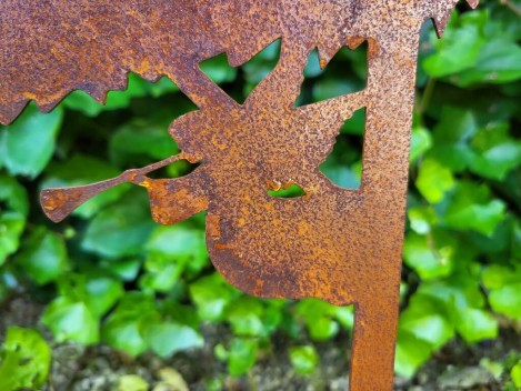 Preview: Edelrost Krippe hoch auf Holz