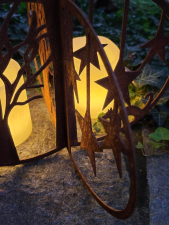 Edelrost Halloween Kürbis 3D, mit Sternen
