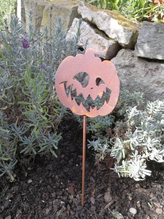 Edelrost Halloween Kürbis Phat Jack, am Stab