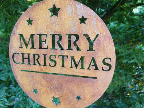 Preview: Edelrost Christbaumkugel Merry Christmas